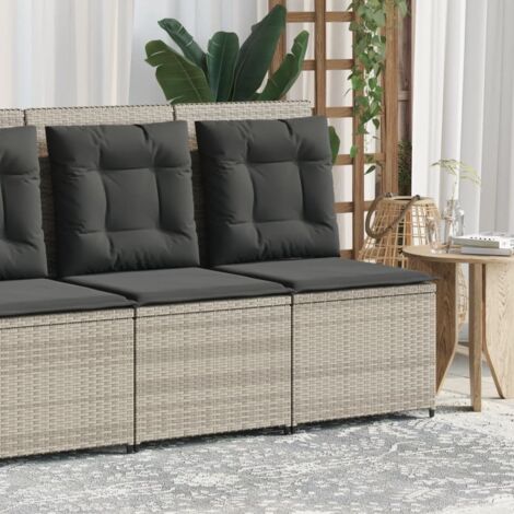 Canapé inclinable de jardin coussins gris clair résine tressée vidaXL
