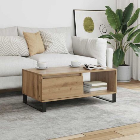 Vidaxl – Table basse fixe en bois d'ingénierie – Dimensions 90x50x36,5 cm – Surface résistante à l'humidité et à la déformation – Grand espace de rangement