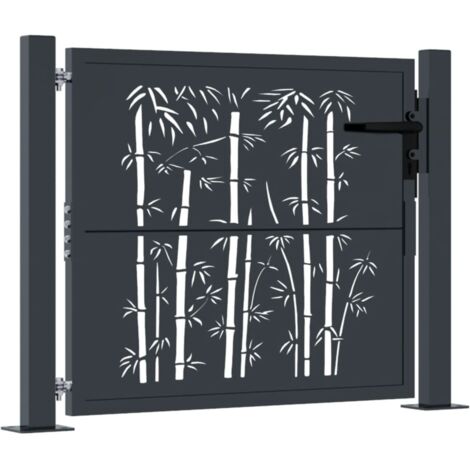 Vidaxl – Portail aluminium anthracite 105x80 cm – Acier galvanisé avec revêtement en poudre – Système verrouillable – Design découpé au laser