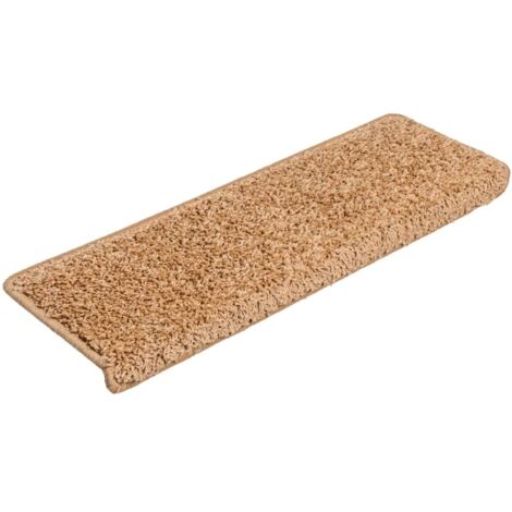 Tapis d'escalier 20 pièces 65 x 21 x 4 cm Beige Bord rectangulaire vidaXL