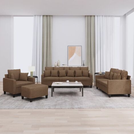 Ensemble de canapés 4 pcs avec coussins marron tissu vidaXL