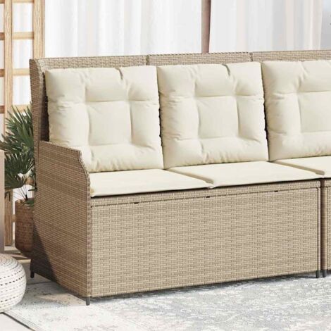 Banc inclinable de jardin avec coussins beige résine tressée vidaXL