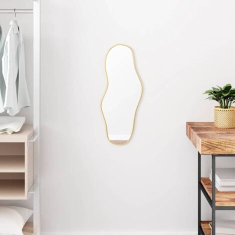 Vidaxl – Miroir mural doré 60x25 cm – Verre avec cadre PVC – Épaisseur 4 mm – Pour espaces limités et décoration intérieure