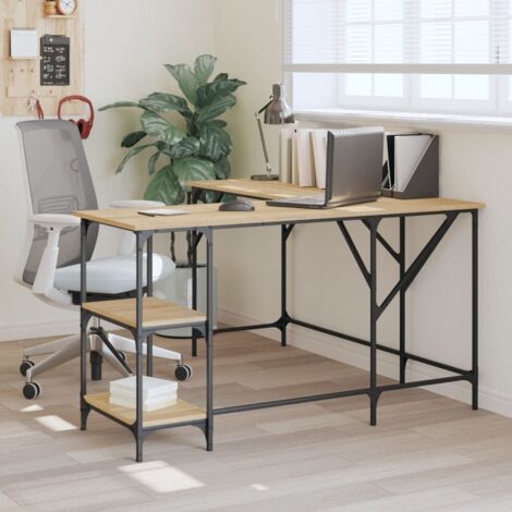 Bureau chêne sonoma 139x139x75 cm bois d'ingénierie vidaXL (1/5)