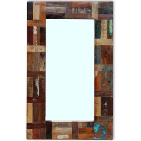 Vidaxl – Miroir sur pied en bois de récupération massif 80x50 cm – Fait main avec cadre en teck et manguier – Surface polie et laquée