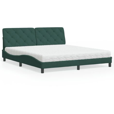 Lit avec matelas vert foncé 180x200 cm velours vidaXL (1/5)