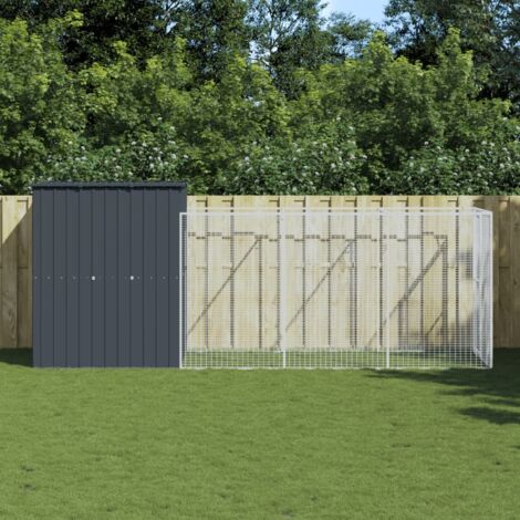 Vidaxl – Niche pour chien avec cour en acier galvanisé anthracite 165x455x181 cm – Accès pratique avec porte – Idéal pour extérieur