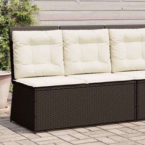 Banc inclinable de jardin avec coussins marron résine tressée vidaXL