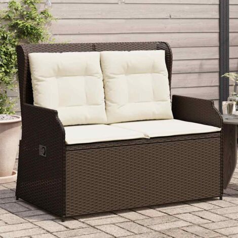 Banc inclinable de jardin avec coussins marron résine tressée vidaXL