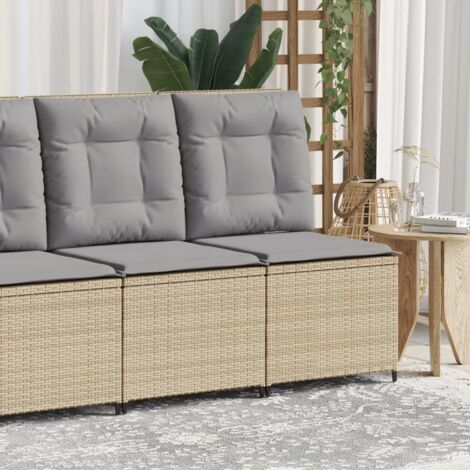 Canapé inclinable de jardin avec coussins beige résine tressée vidaXL