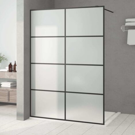 Paroi de douche Noir 140x195 cm Verre ESG dépoli vidaXL