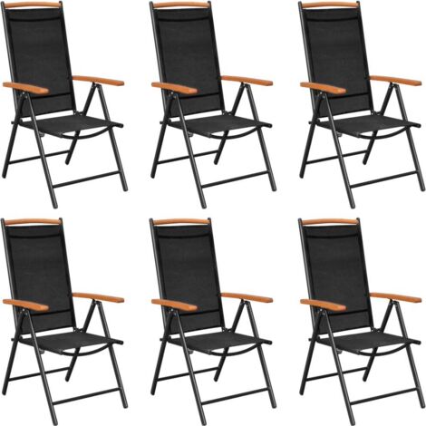 vidaXL Chaises de jardin pliables lot de 6 Textilène Noir