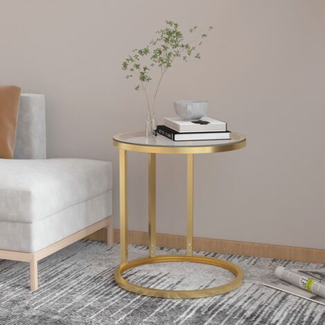 Vidaxl – Table d'appoint en verre trempé 45 cm – Design moderne – Cadre en fer enduit de poudre – Idéale pour salons contemporains