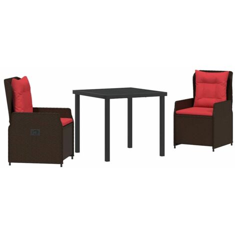 vidaXL Garden Dining Set 3 pcs Brown and Red Powder-Coated Steel (1/5)