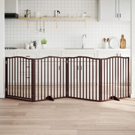 Barrière pour chiens avec porte 4 panneaux bois de peuplier vidaXL