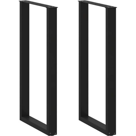 Vidaxl – Pieds de table basse en U 2 pcs noir 60x(110-111)cm – Acier enduit de poudre – Niveleurs réglables pour sols irréguliers (1/5)