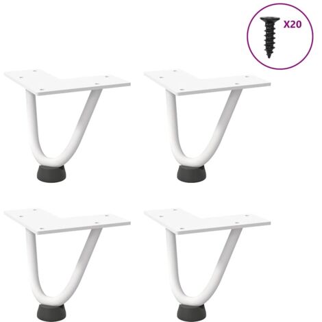 Pieds en épingle à cheveux pour table basse 4 pièces Blanc 10 cm Acier massif vidaXL