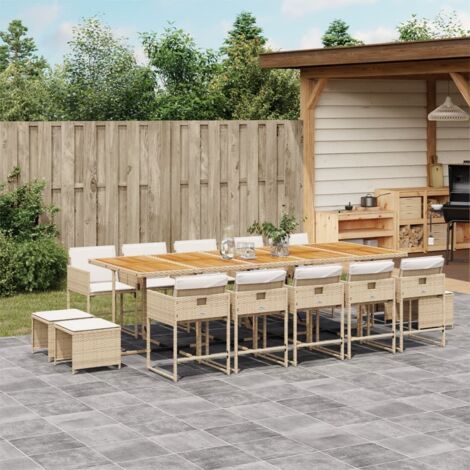 Ensemble à manger de jardin et coussins 15 pcs beige vidaXL