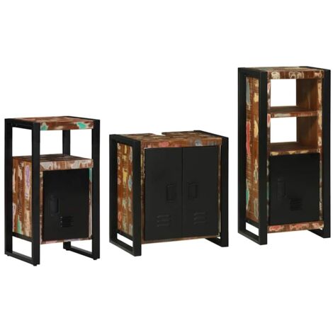 vidaXL Ensemble de mobilier de salle de bain 3 pcs Bois Recyclé Solide (1/5)