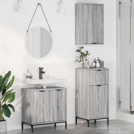 Ensemble de mobilier de salle de bain 3 pcs Sonoma gris vidaXL (1/5)