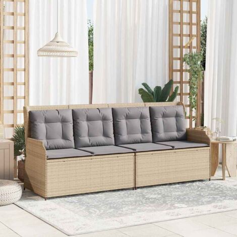 Banc de jardin avec coussin Beige Poly rotin vidaXL (1/5)