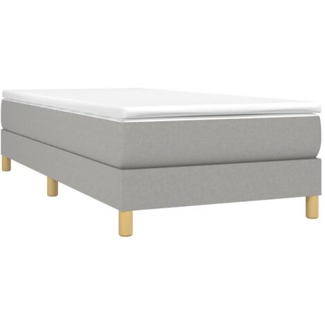 Vidaxl – Cadre de lit à lattes gris clair 90x190 cm – Tissu polyester durable – Lattes en contreplaqué pour soutien optimal – Pieds robustes