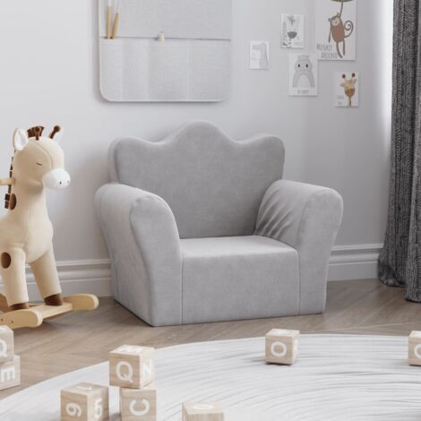 Vidaxl – Canapé pour enfants gris clair en peluche douce – Dimensions 54x34x45 cm – Housse amovible – Sécurisé et léger