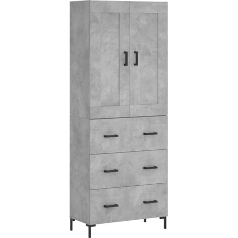 vidaXL Buffet haut Gris béton 69,5x34x180 cm Bois d'ingénierie