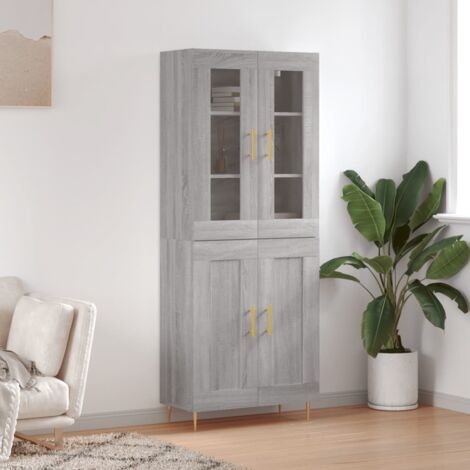 Buffet haut Sonoma gris 69,5x34x180 cm Bois d'ingénierie vidaXL