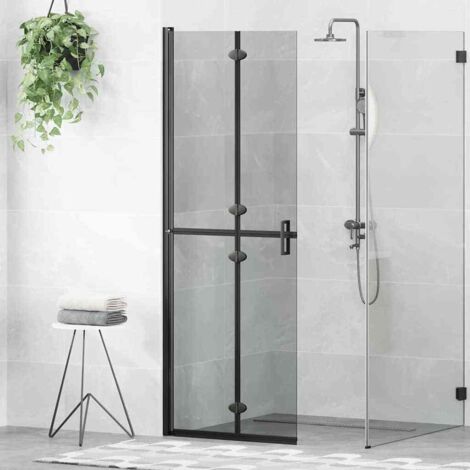 Mur de douche à l'italienne Noir et transparent foncé vidaXL
