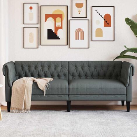 Canapé Chesterfield Gris foncé 201.5 x 74.5 x 74.5 cm tissu vidaXL