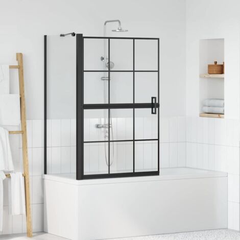 Écran de douche de bain Noir et Transparent 116 x 68 x 128 cm vidaXL