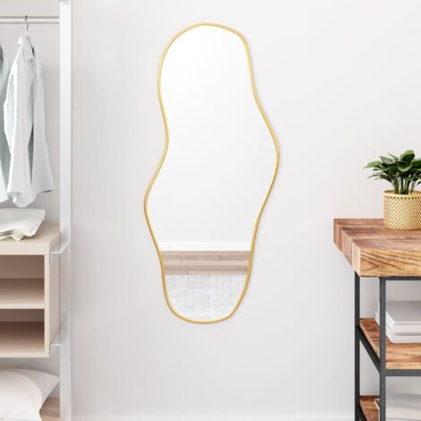 Vidaxl – Miroir mural doré 100x45 cm – Verre avec cadre PVC – Fixation murale – Épaisseur 4 mm pour image claire