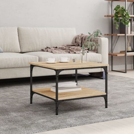 Vidaxl – Table basse fixe chêne sonoma 55x55x40 cm – Bois d'ingénierie résistant à l'humidité – Cadre en métal stable – Grand espace de rangement