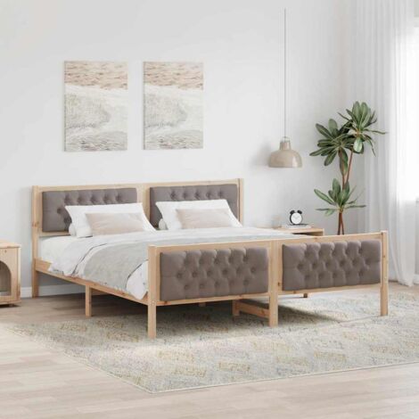 vidaXL Cadre de lit avec tête de lit Taupe 160 x 200 cm Pin massif (1/5)