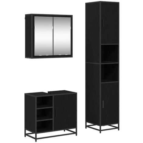 vidaXL Ensemble de mobilier de salle de bain 3 pcs Chêne noir (1/5)