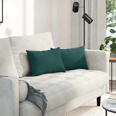 vidaXL Coussins de canapé 2 pcs Vert foncé 50 x 30 cm tissu