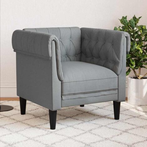 Fauteuil Chesterfield Gris clair 78.5 x 74.5 x 74.5 cm tissu vidaXL