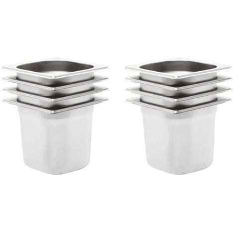 vidaXL Gastronorm Containers 8 pcs GN 1/6 150 mm Stainless Steel