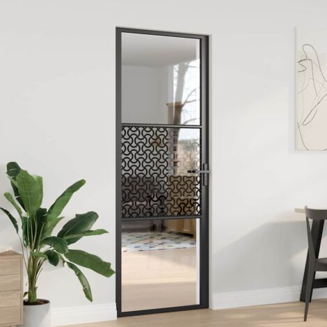 vidaXL Porte intérieure Noir 76 x 201.5 cm Verre trempé et Aluminium (1/5)