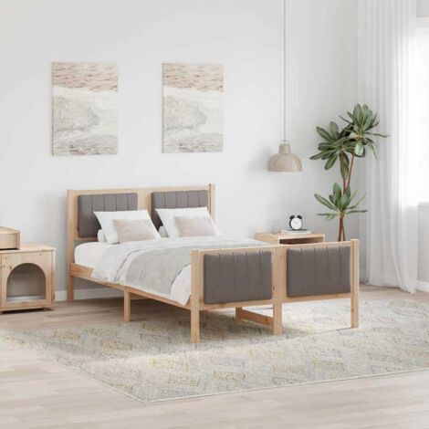 vidaXL Cadre de lit Marron et taupe 120 x 200 cm Bois massif en pin (1/5)
