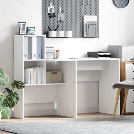 Vidaxl – Bureau enfant blanc 131,5 x 50 x 106,5 cm – Bois d'ingénierie – 3 étagères – Système de gestion des câbles pour ordinateurs (1/5)