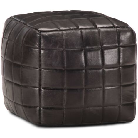 Pouf 40 x 40 x 40 cm Noir Cuir véritable de chèvre vidaXL (1/5)