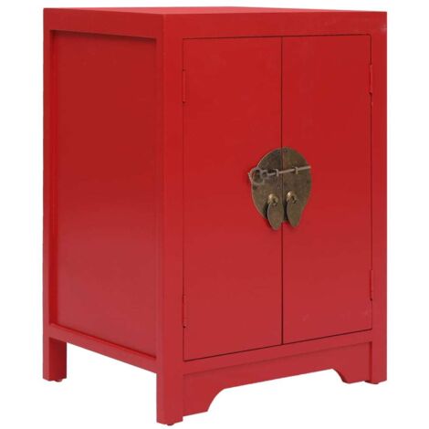 vidaXL Table de chevet Rouge 38 x 28 x 52 cm Bois de Paulownia (1/5)