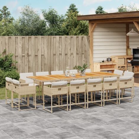 Ensemble à manger de jardin et coussins 15 pcs beige vidaXL