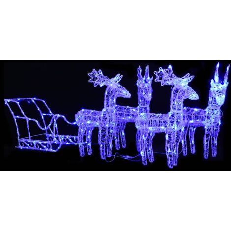 Vidaxl – Décoration de Noël rennes et traîneau 280x28x55 cm – Acrylique et acier – 240 LED avec 8 effets lumineux – Résistante aux intempéries