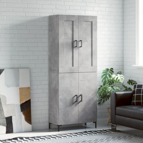 Buffet haut Gris béton 69,5x34x180 cm Bois d'ingénierie vidaXL