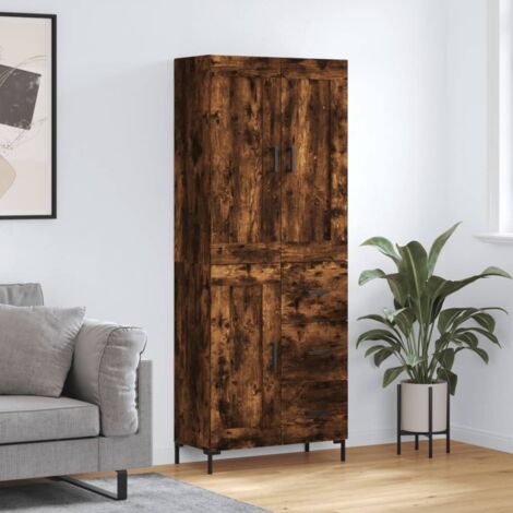 Buffet haut Chêne fumé 69,5x34x180 cm Bois d'ingénierie vidaXL