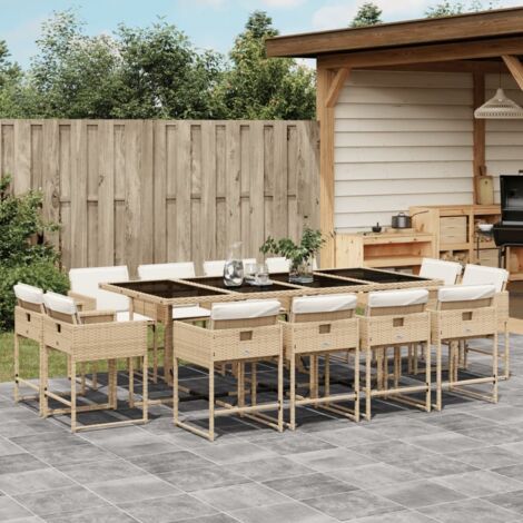 vidaXL Ensemble à manger de jardin et coussins 13 pcs beige