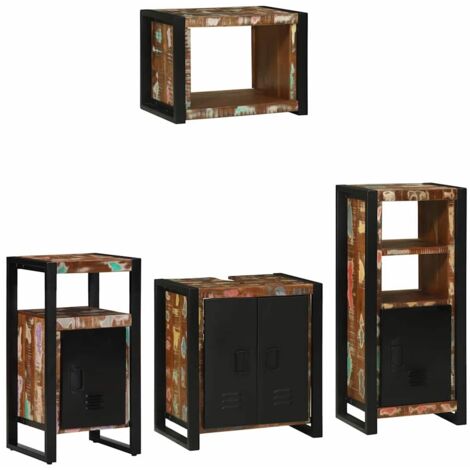 vidaXL Ensemble de mobilier de salle de bain 4 pcs Bois Recyclé Solide (1/5)